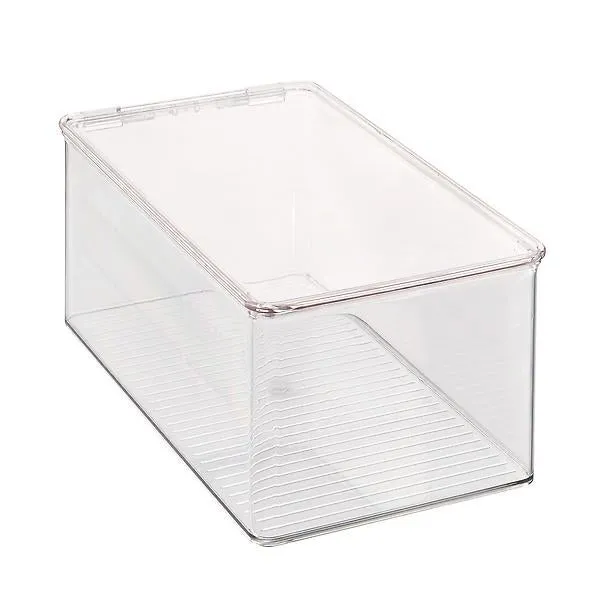 iDESIGN Hinged-Lid Stackable Shoe Box Clear