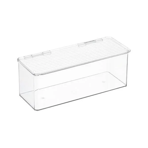 iDESIGN Medium Hinged-Lid Stackable Box Clear