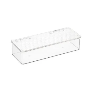 iDESIGN Small Hinged-Lid Stackable Box Clear