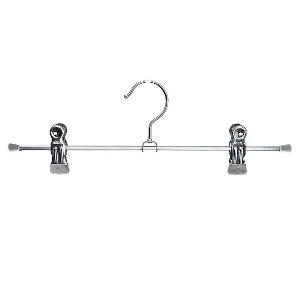 MAWA 12" Adjustable Clip Pant Hanger Silver Pkg/60