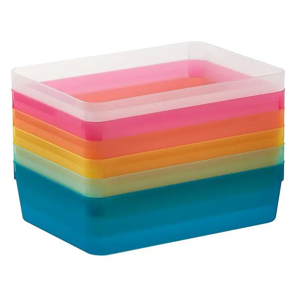 3-Tier Cart Medium Organizer Tray Multicolor Pkg/6