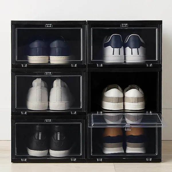 Best Value Case of 6 Large Drop-Front Shoe Box Black