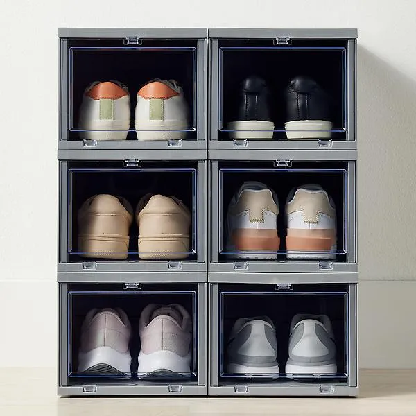 Best Value Case of 6 Large Drop-Front Shoe Box Grey