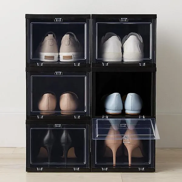 Best Value Case of 6 Small Drop-Front Shoe Box Black