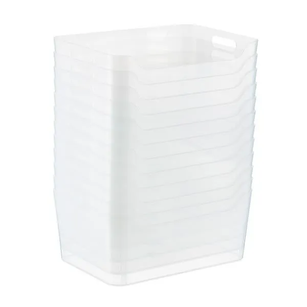 Case of 12 Medium Plastic Bins w/ Handles Clear