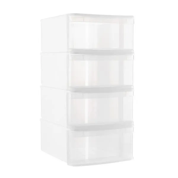 Case of 4 Large Tint Stacking Drawers Clear