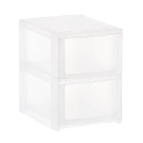 Shimo Small 2-Drawer Stacking Organizer Translucent