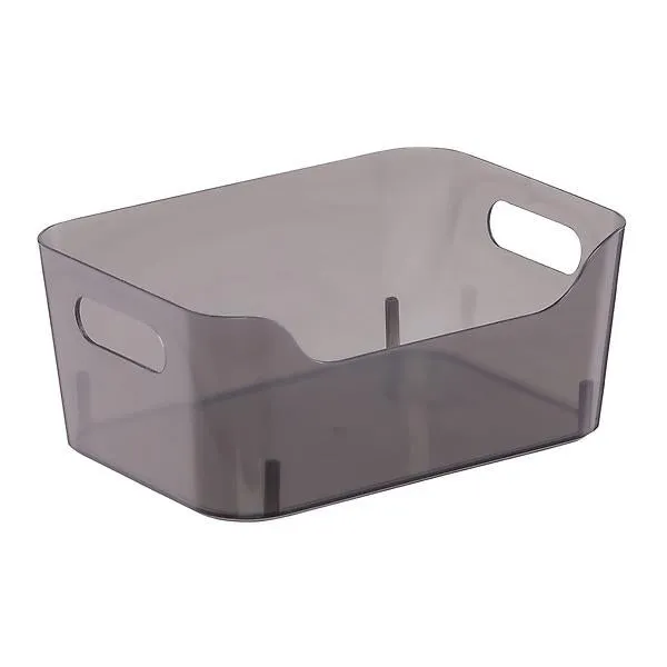 X-Small Plastic Storage Bin w/ Handles Smoke