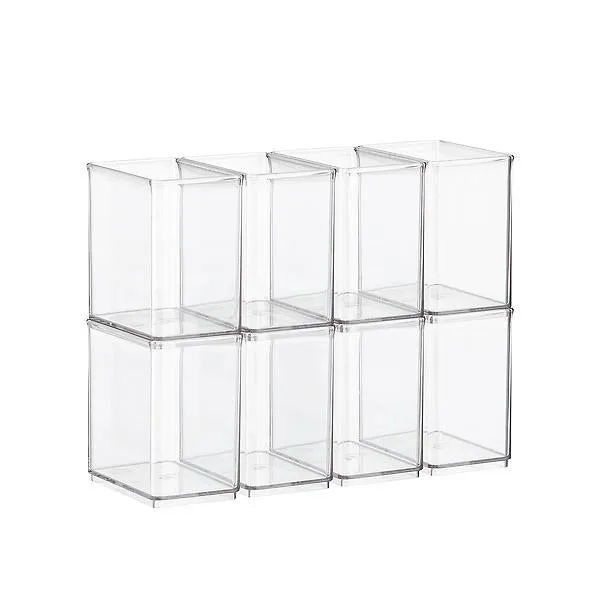 Case of 8 T.H.E. Tall Bin Organizer Clear
