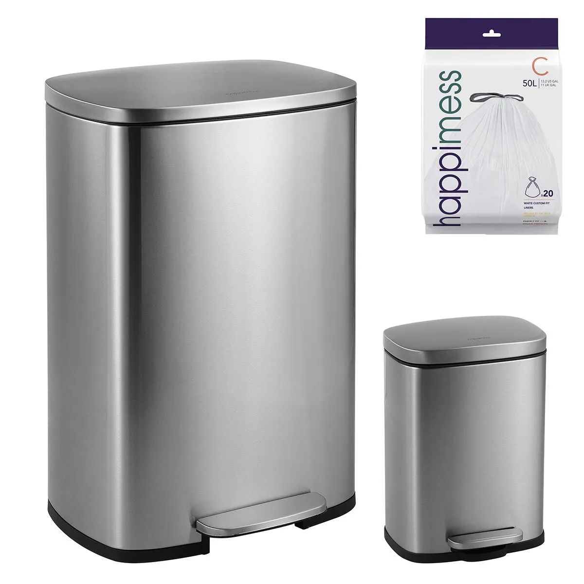 Happimess 13.2-Gallon Connor Rectangular Trash Can Platinum Silver