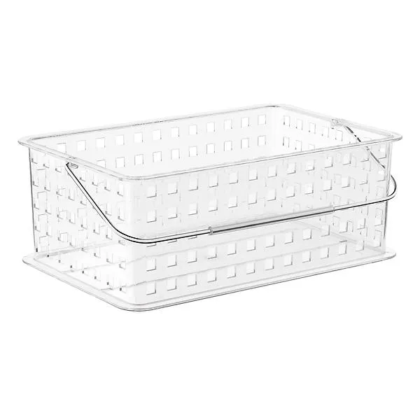 iDESIGN Large Grid Tote w/ Handle Clear