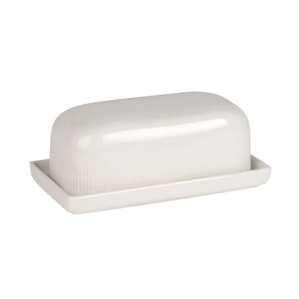Ribbed Stoneware Butter Dish