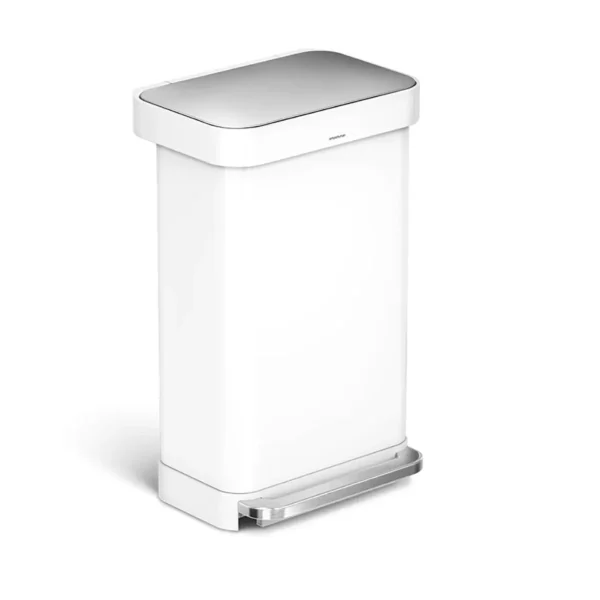 simplehuman 12 gal./45 ltr. Rectangular Step Can White