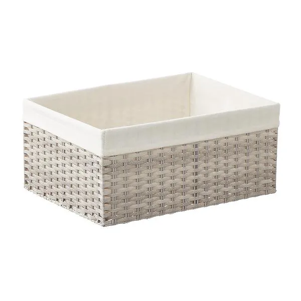 The Container Store Large Montauk Rectangular Bin Light Grey