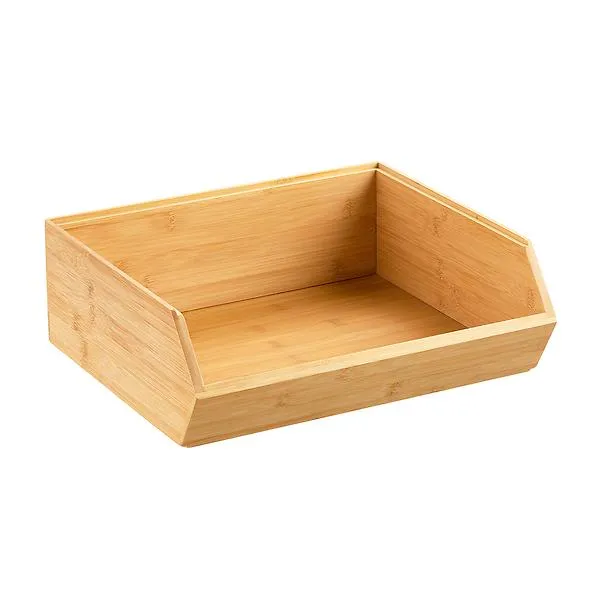 The Container Store Large Stacking Bamboo Bin Natural