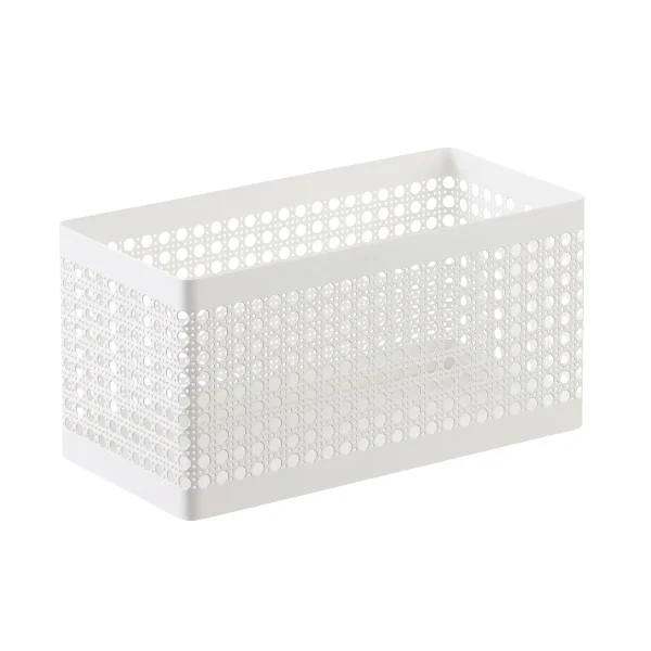 The Container Store Wide Iron Cane Bin White