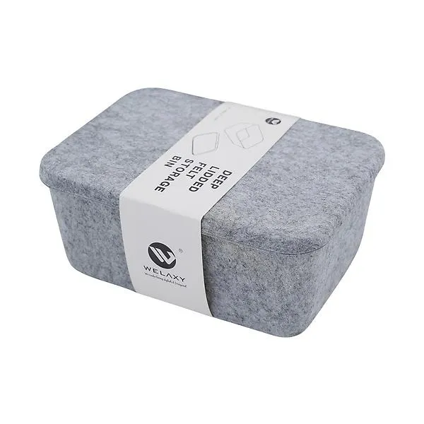 Welaxy Small Felt Lidded Storage Container Gray