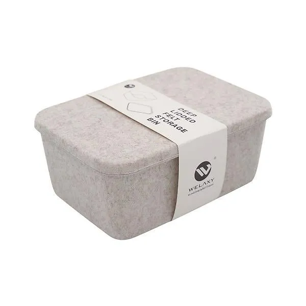 Welaxy Small Felt Lidded Storage Container Oatmeal