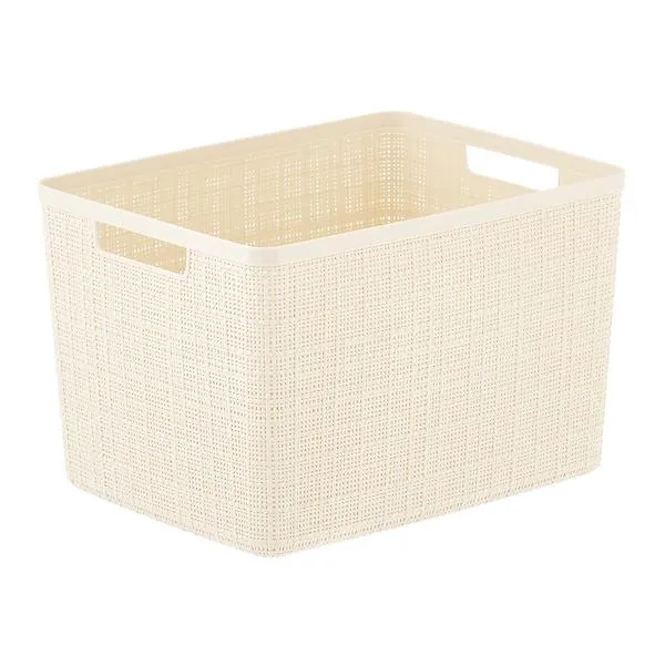 Curver Large Jute Plastic Bin Ivory