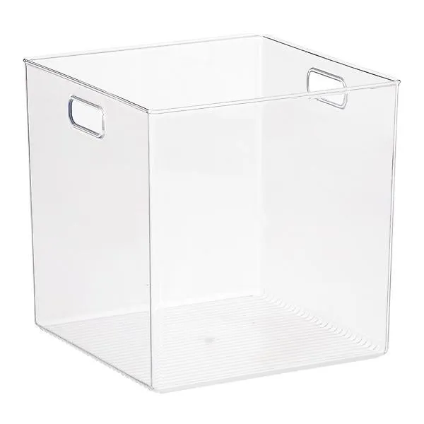 iDesign Large Linus Cube Bin w/ Handles Clear