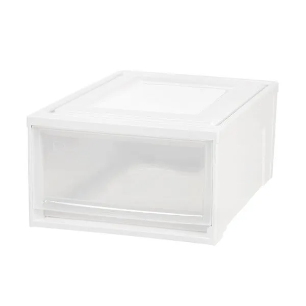 Iris 30.88 Quart Stacking Drawer White/Clear
