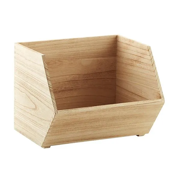 The Container Store Large Stackable Wood Bin