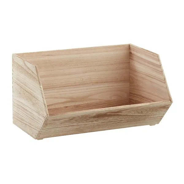 The Container Store X-Large Stackable Wood Bin Natural