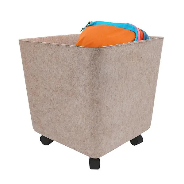 Welaxy Felt Bin,With 4 Rolling Wheels Oatmeal
